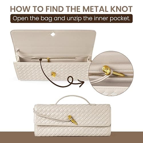 Joryin Woven Purse for Women Evening Clutch Woven Leather Handbags Crossbody Bag Purse Formal Evening Bag, Vegan Leather thumbnail 7