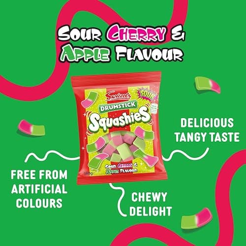 Swizzels Squashies Sweets - Sour Apple and Cherry Flavour Squashies - Single Pack 140g (Pack of 4) thumbnail 4