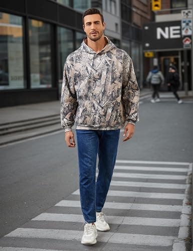 Anoumcy Men's Camo Hoodies Oversized Fleece Pullover Hooded Sweatshirt Vintage Mens Hoodies Pullover Sweatshirts With Pockets thumbnail 4
