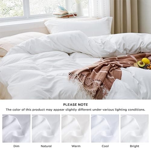 Bedsure White Duvet Cover Queen Size - 3 Pieces Prewashed Extra Soft Bedding Set, Includes 1 Duvet Cover 90x90 Inches with Zipper Closure & 2 Pillow Shams, Comforter Not Included thumbnail 5