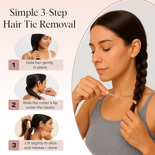 Kitsch Elastic Hair Tie Cutter Tool – Gentle, No Pull For Easy Elastic Bands For Hair Removal | Hair Rubber Bands Cutter | Ideal Gifts for Women & Mothers Day Gifts For Mom – Multicolor, 3pc Set thumbnail 7