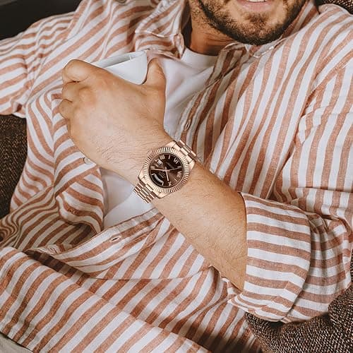 NIBOSI Men Watches Analog Quartz Stainless Steel Rose Gold Silver Watches for Men Waterproof Business Classic Desiger Wrist Watch with Day Date thumbnail 5