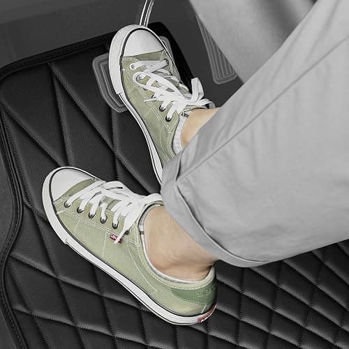 CAR PASS Faux Leather Floor Mats for Cars, Luxury Waterproof All Weather Car Mats Full Set, Anti-Slip Deluxe Automotive Mats Universal Fit for Most SUV,Vans,Sedans,Trucks, 4 Piece All Black thumbnail 7