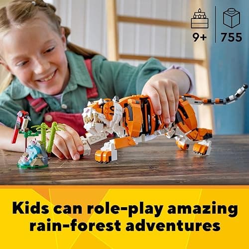 LEGO Creator 3 in 1 Majestic Tiger Building Set, Transforms from Tiger to Panda or Koi Fish Set, Animal Figures, Collectible Building Toy, Gifts for Kids, Boys & Girls 9 Plus Years Old, 31129 thumbnail 3
