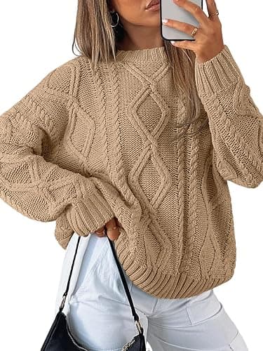 Trendy Queen Women's Oversized Cable Knit Sweaters 2026 Fall Outfits | Quiet Luxury Style, Chunky Knit Texture, Winter Holiday Outfit, Easy Layering Piece, Fall Fashion Staple - Image 1