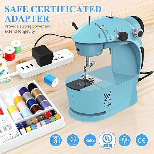 KPCB Tech Mini Sewing Machine with Extension Table and 42PCS Sewing Kit (Blue) - Blue thumbnail 4