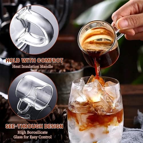 Gulex Espresso Cups, Glass Coffee Espresso Cups with Pour Spout, 4.3 oz, Clear, Set of 2 (Set of 2) thumbnail 7