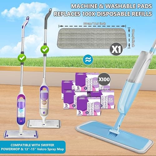 Spray Wet Mops for Hardwood Floor Cleaning: MEXERRIS Floor Mop with 3 Washable Pads for Swiffer Powermop - Refillable Dust Dry Mop Home Commercial Mops for Wood Laminate Ceramic Tiles Vinyl thumbnail 2