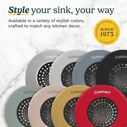 Cuisinart Sink Strainers- 2 Pack Kitchen Sink Drain Strainer & Food Catcher with Enamel-Coated Stainless Steel Rim and Silicone Base, Fits Standard 3.5" Drains, Outer Diameter 4.35", Scratch-Safe thumbnail 6