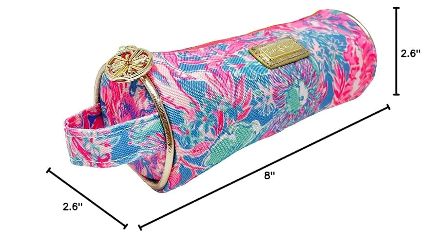 Lilly Pulitzer Pink Pencil Pouch Holder, Cute Travel Bag/Case with Carrying Handle and Zip Close, Viva La Lilly thumbnail 3