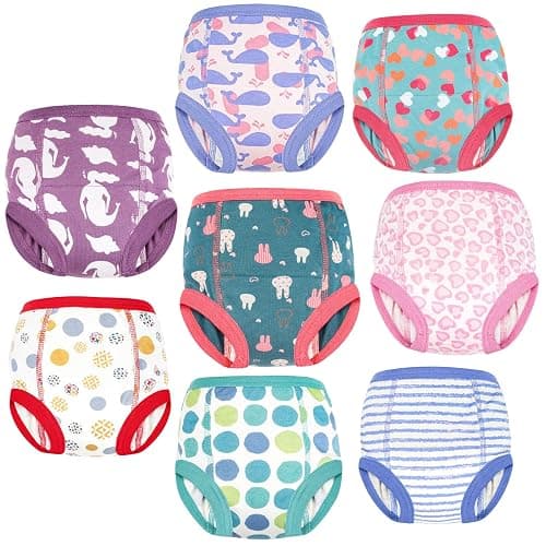 MooMoo Baby 8 Packs Potty Training Pants Cotton Absorbent Training Underwear for Toddler Boy and Girls 2T-9T thumbnail 2