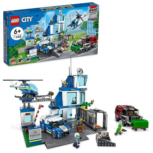 LEGO City Police Station with Van, Garbage Truck & Helicopter Toy 60316, Gifts for 6 Plus Year Old Kids, Boys & Girls with 5 Minifigures and Dog Toy - Image 1