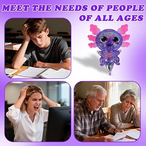 Axolotl Squishy Stress Ball, Soft TPR Slow Rising Squeeze Toy, Cute Axolotl Fidget Toy for Stress Relief, Anxiety Calming Sensory Toy for Kids Adults(Purple BigEars Axolotl) thumbnail 6