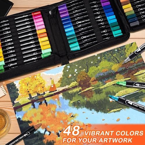 48 Colors Acrylic Paint Pens, Dual Tip Acrylic Paint Markers with Brush Tip and Fine Tip, Acrylic Pens for Rock Painting, Wood, Canvas, Stone, Glass, Ceramic,DIY Crafts Making Art Supplies thumbnail 4