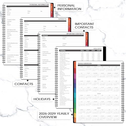 2026-2029 Monthly Planner - 3 Year Planner 2026-2029, JUL 2026 - JUN 2029, 36 Months Calendar Planner, 9" x 11", 3 Year Monthly Planners 2026-2027 with Colorful Tabs, Pocket, Notes - Black thumbnail 5