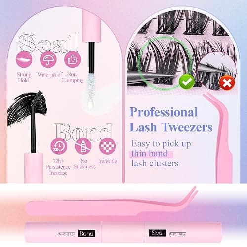 Fairy Lash Clusters Kit Wispy Eyelash Clusters DIY 8-16mm Manga Lash Clusters Eyelash Extension Kit 192pcs Individual Lashes Natural Lash Extension Kit with Lash Bond and Seal, Lash Tweezers by Wtvane - StyleG-fairy lash clusters kit thumbnail 7