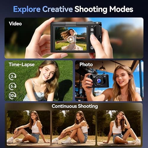 Digital Camera 4K for Photography Vlogging: 56MP Cameras with Mode Dial for Video - 16X Zoom Photo Camera Gifts for Teens Ages 8-16 - 180°Flip Screen Compact Cámara - Point and Shoot Digital Cameras thumbnail 5