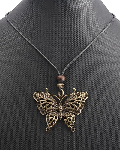 GelConnie Leather Cord Necklace Chain Multilayer Wooden Pendant Necklaces Vintage Jewelry Boho Long Sweater Necklace for Women Men thumbnail 7