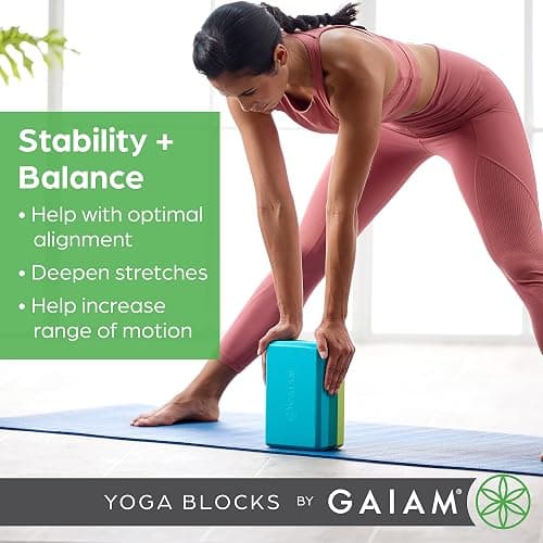 Gaiam Yoga Block - Supportive Latex-Free Eva Foam - Soft Non-Slip Surface with Beveled Edges for Yoga, Pilates, Meditation - Yoga Accessories for Stability, Balance, Deepen Stretches thumbnail 2