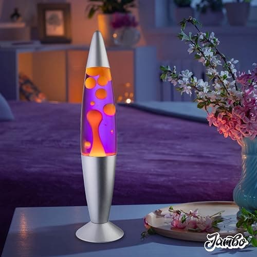 JAMBO 16" Beautiful Lamp- Purple with Yellow/Orange Wax, Relaxing Liquid Light, Night Light Nightlight, Home Decor Living Room Office Bedroom Lamp for Adults Teens Kids Magma Motion thumbnail 9