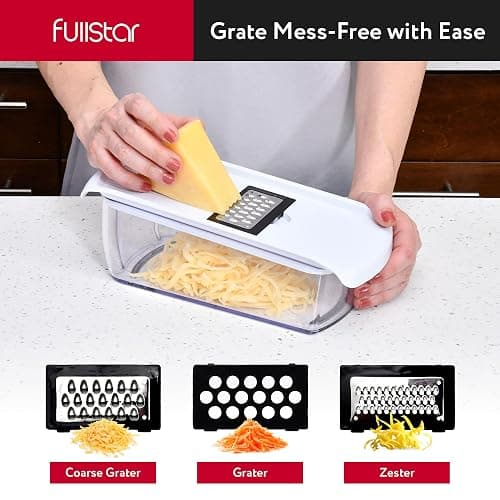 Fullstar Vegetable Chopper and Spiralizer - Food Chopper with Container, Fruit Slicer, Kitchen Gadgets & Accessories, Home Essentials (All in 1, White) - All in 1 - White thumbnail 4