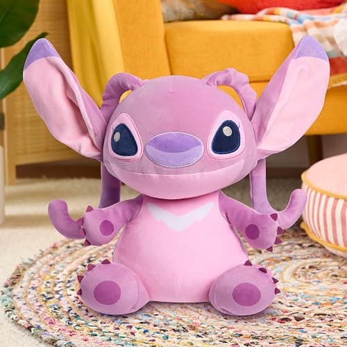 Disney Stitch Comfort Weighted Plush Angel, Officially Licensed, 14-inch Stuffed Animal, Super Soft Snuggly Stretchy Fabric, Alien, Pink, Kids Toys for Ages 3 Up by Just Play thumbnail 3