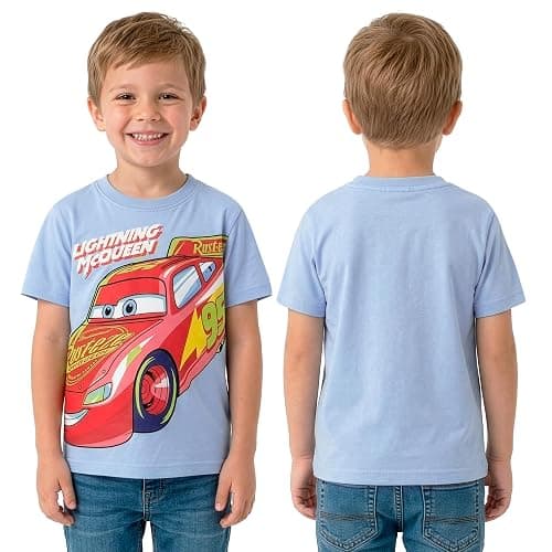 Disney Shirts for Kids, Lightning McQueen T Shirt Pack of 3, Boys Cars T Shirt, Multicolor 6 thumbnail 2