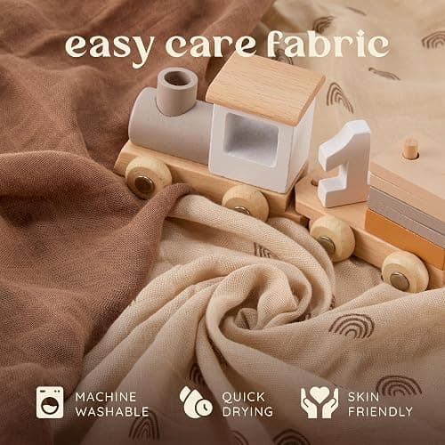 Muslin Swaddle Blankets - 4 Pack | Muslin Baby Blanket for Newborn Boy/Girl | Soft&Breathable Receiving Blankets | Newborn Swaddle Blanket (47" x 47")| Baby Essentials,Registry & Gift- Desert Dreams thumbnail 4