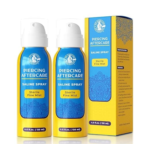 Dr. Piercing Aftercare Spray 8.0 oz Sterile Saline Solution - Gentle Mist Cleaner for Ear Nose and Body Piercings - Simple Two Ingredient Formula (2-pack) | saline pump spray that help clean piercings - Image 1