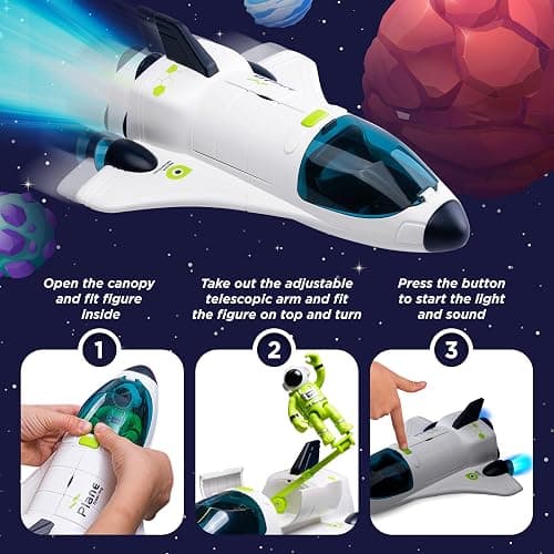 CHUKOO [Upgraded Set] Space Toys for Kids 3 4 5 6 7 8, Space Shuttle with Rocket Ship Toys - 4 Astronauts, Station, & Rover, Spaceship Toy, Rocketship Solar System Playset thumbnail 5