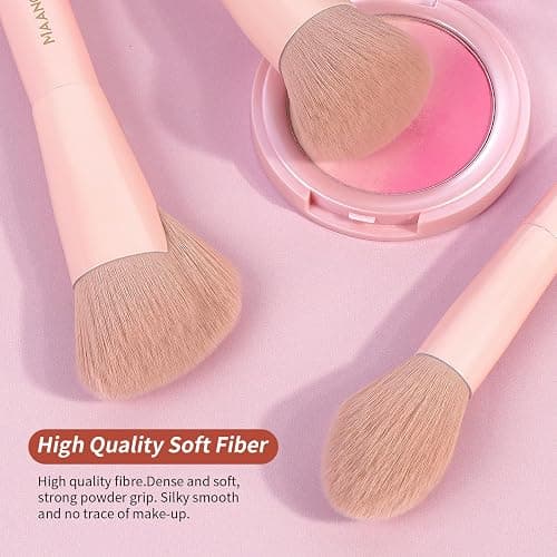 MAANGE Makeup Brushes Set, 6Pcs Premium Double-Ended Makeup Brush Foundation Contour Blush Highlight Blending Concealer Eyeshadow Brush Set Professional Make Up Brush Set (Pink) thumbnail 5