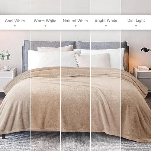 Exclusivo Mezcla King Size Flannel Fleece Blanket, Super Soft Velvet Plush Bed Blanket, Fuzzy Cozy and Warm for Winter, 90x104 Inches, Beige thumbnail 8