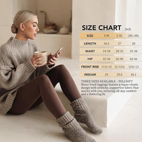 FULLSOFT Fleece Lined Leggings Women Tummy Control High Waisted Workout Winter Warm Soft Yoga Pants thumbnail 6