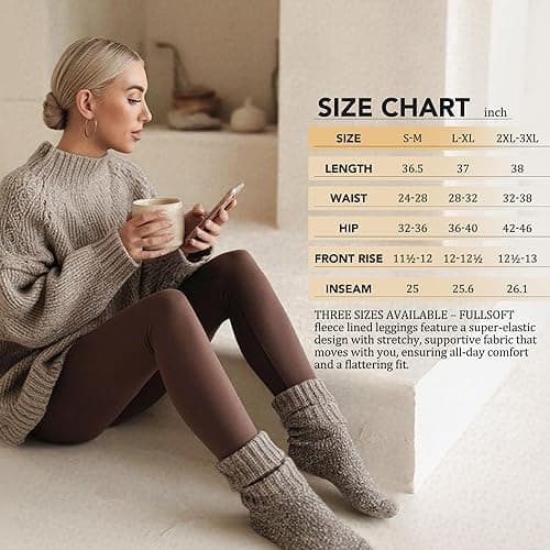FULLSOFT Fleece Lined Leggings Women Tummy Control High Waisted Workout Winter Warm Soft Yoga Pants - Large-X-Large - A-black thumbnail 6