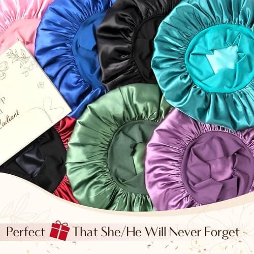 YANIBEST Soft Satin Bonnet for Men Women, Sleep Cap to Maintain Moisture | Unisex Double Layer, Bonnet for Sleeping, Protect Hair, Natural Wave, Curly Coily, Reduce Frizz, Adjustable Sleep Hat thumbnail 6