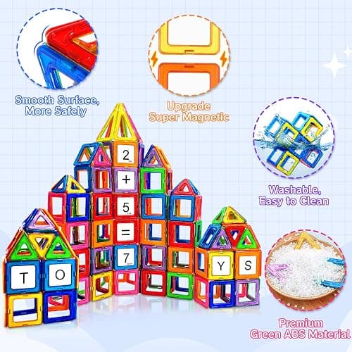 AQXONG 126 Pcs Ensemble de Blocs de Construction Magnétiques, Jouets de Construction magnétiques, Jouets Éducatifs, Cadeau Parfait pour Les Garçons et Les Filles âgés de 3 à 8 Ans thumbnail 3