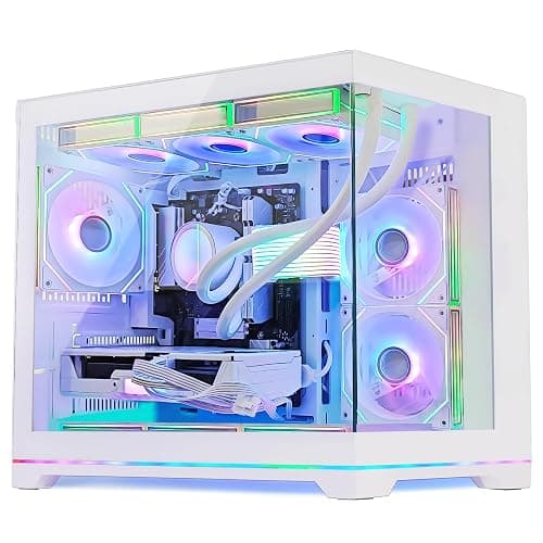HELLOLAND Ocean Park Gaming PC Desktop -AMD Ryzen 5 9600X 6-Core 3.9GHz -GeForce RTX 5060 8GB -32GB DDR5 RAM -1TB PCIe SSD -850W PSU -360mm AIO & APP RGB Fan Control -WiFi & BT -Windows 11 -White thumbnail 4