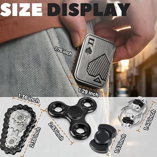 5 Pcs Fidget Toys Adults Metal Figette Spinner Magnet Slider for Teen Boys Quiet Office Desk Cool Gadgets Pain Stim Anxiety Stress Relief Items ADHD Autism Figets Magnetic Gifts for Teens EDC for Men thumbnail 2