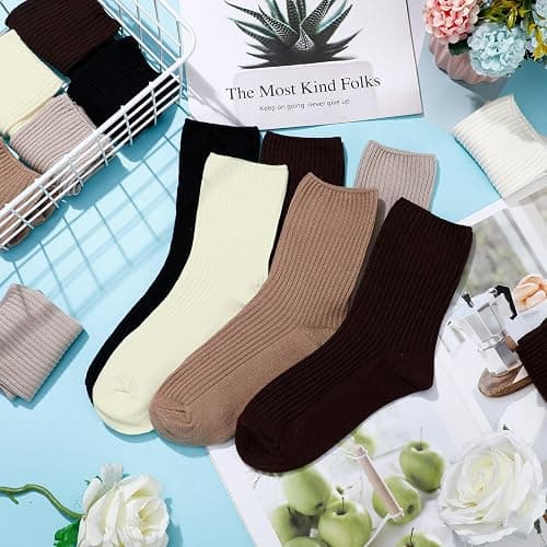 Eurzom 10 Pairs Socks Womens Crew Elastic Ankle Length Cotton Socks Aesthetic Cute Lightweight Low Cut Gifts for Women thumbnail 3