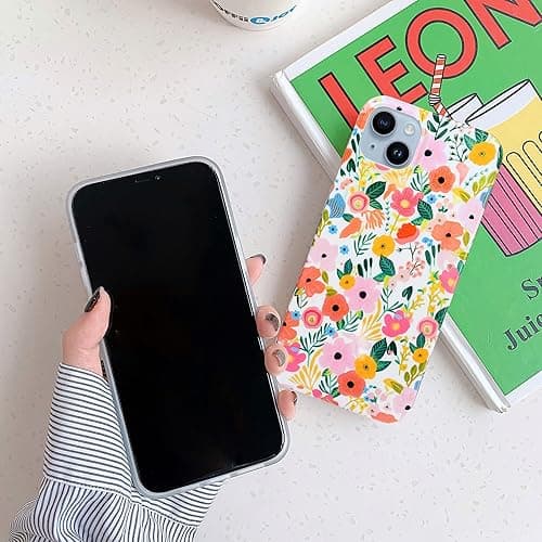 J.west Compatible with iPhone 15 Plus Case Soft Shockproof Cute Floral Phone Protective Cover for Women, Garden Flower Pattern Design Slim Fit Anti-Scratch 6.7" Phone Case for Girl thumbnail 7