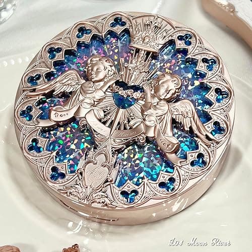 Flower Knows Little Angel Embossed Highlighter - Cool Starlight Highlighter Powder,Long-Lasting Ethereal Starry Glow,Cool Blue-Purple & White Pearl Shimmer,Galaxy-Inspired(L04 Moon River) thumbnail 9