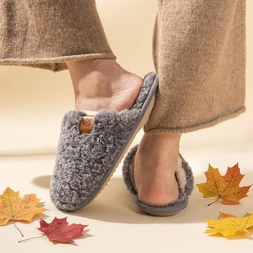 EverFoams Women's Fuzzy Slip-on Slippers Warm Cozy Soft Lightweight Memory Foam Indoor House Shoes thumbnail 7