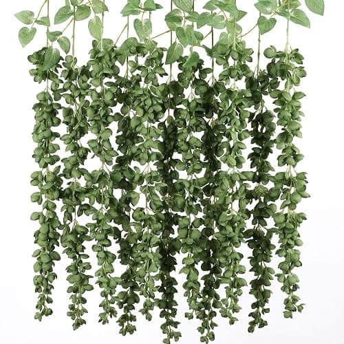 mizii 6Pcs Green Wisteria Hanging Flowers 48" Silk Wisteria Artificial Flowers Garland Vines Fake Hanging Flowers Decoration for Wedding Flower Wall Backdrop Centerpieces Party Room Decor (Green) - Image 1
