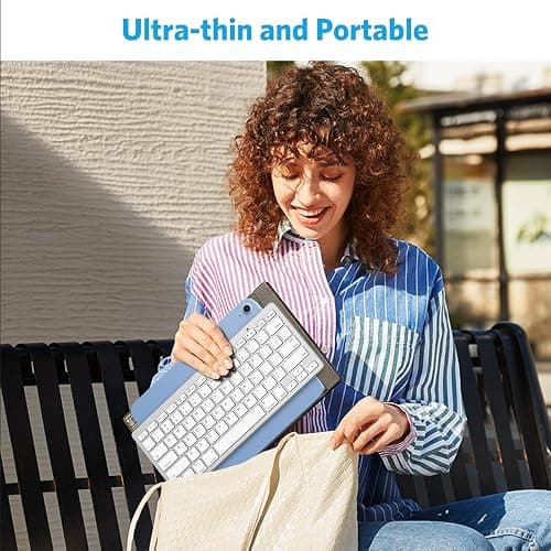 OMOTON Bluetooth Keyboard Compatible with iPad A16 11th 10th Generation, iPad 10.2 (9th/8th/7th), iPad Pro 13/12.9/11 inch, iPad Air/Mini and More iOS Devices, White thumbnail 9
