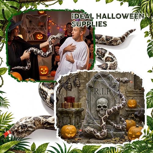 Hiboom 1 Pc Inflatable Fake Snake 39 Inch Inflatable PVC Python for Pool Floats Blow Up Animals for Garden Scare Birds Jungle Party Decorations thumbnail 6