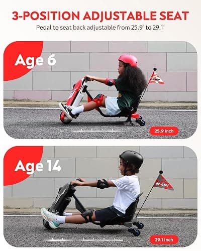 Electric Go Kart for Kids Ages 6-12 - 12V Drifting Go Cart Shift - 360° Spin, Twist Grip, Stepless Speed, Max 5 MPH, 3 Adjustable Seat, Music, Drift Kart for Riders up to 132 lbs, Black thumbnail 8