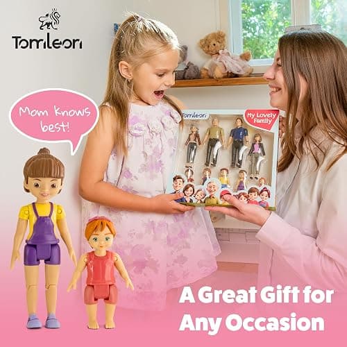 Dollhouse People, Bendable Dollhouse Family Set – 9 Poseable Figures Including Grandpa, Grandma, Mom, Dad, Sister, Brother, Cousins, and a Baby Girl – Perfect for Dollhouse Play and Imaginative Fun thumbnail 4