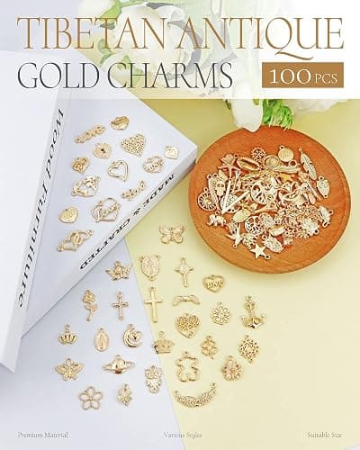 YETOOME 100 Pcs Wholesale Bulk Lots Jewelry Making Charms, Mixed Golden KC Gold Alloy Charms Pendants for Necklace Bracelet Jewelry Making and Crafting supplies thumbnail 3