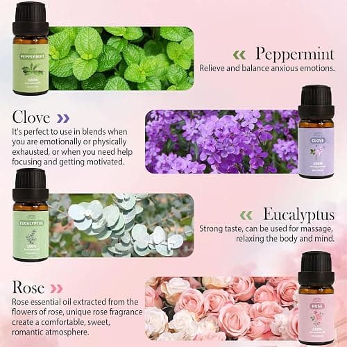 Aromatherapy Essential Oils Set, Pure Essential Oils for Diffusers for Home Care, Skin, Candle Making 8pcs -Peppermint, Lavender, Eucalyptus, Tea Tree, Rose, Rosemary, Clove, Orange 10 ML thumbnail 5