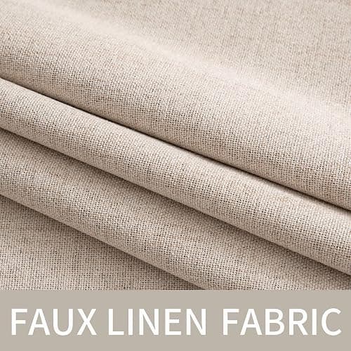 MIULEE 100% Blackout Linen Textured Curtains for Bedroom Solid Thermal Insulated Natural Beige Grommet Room Darkening Curtains & Drapes Luxury Decor for Living Room 52 x 84 Inch (2 Panels) thumbnail 6
